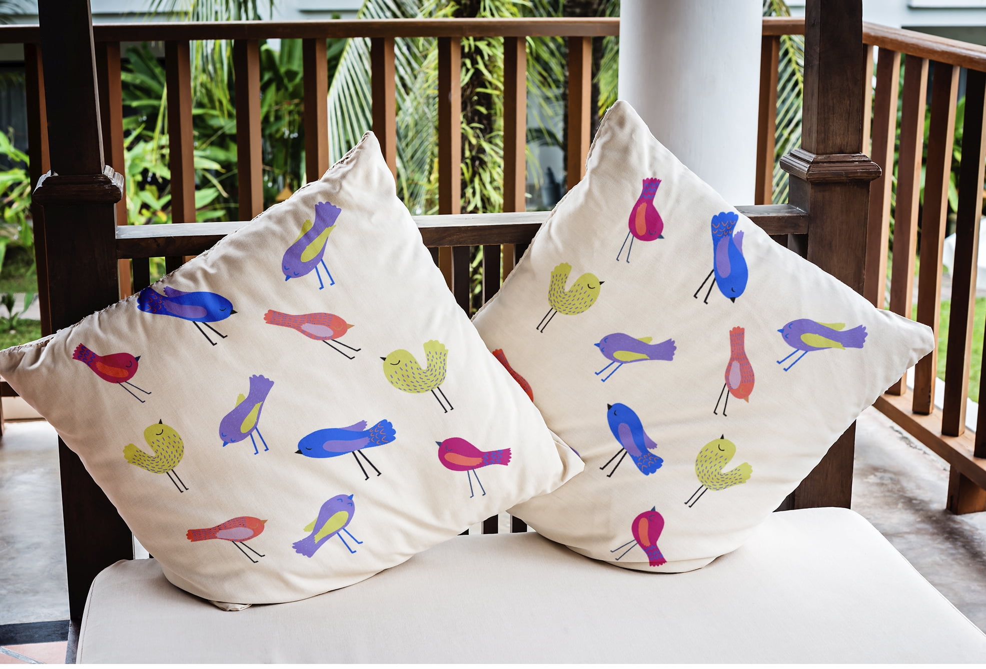 Simply Daisy 16 in x 16 in Modern and Contemporary Purple Bird Polyester Throw Pillow