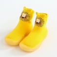 thumbnail image 2 of PINQI Toddler House Shoes Kids Baby Boys Girls Cute Warm Knit Soft Sole Rubber Shoes Socks Slipper Stocking for Indoor Outdoor(Yellow,9-12 Months), 2 of 4