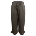 thumbnail image 4 of FUNUONY Womens Cropped Yoga Sweatpants Wide Leg High Waisted Lounge Pajamas Pants Comfy Workout Loose Pants with Pockets Linen Solid Color Casual Elastic Waistband Ruffled Seven Quarter Pants Grey S, 4 of 5