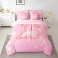 thumbnail image 2 of Homewish Cute Cartoon Bowtie 7-Piece Twin Bedding Sets,Number 25 Bedding Comforter Set,Pink Bow Ribbon Sheet Sets For Girls Kids,Super Cozy Room Decor Reversible, 2 of 8