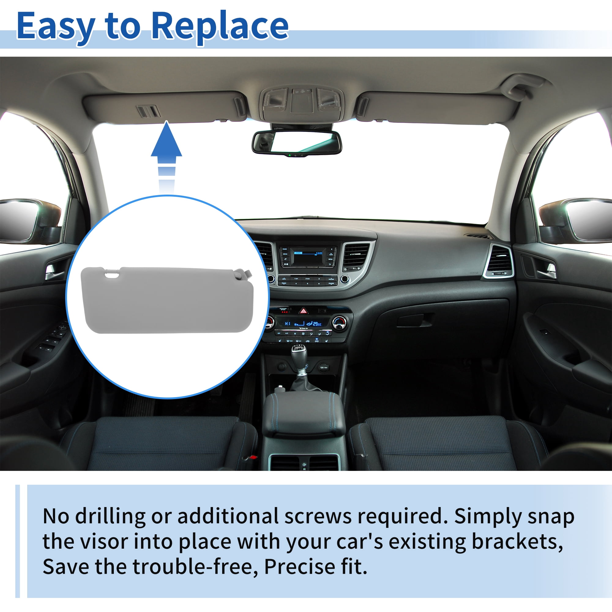 Unique Bargains Driver Side Sun Visor for Hyundai Accent 2011-2015 Gray