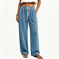 thumbnail image 4 of VV AVEORS Corduroy Pants For Women High Waist Elastic Waist Drawstring Pull On Pants With Pockets Casual Comfy Athletic Jogger Sweatpant Sky Blue S, 4 of 6