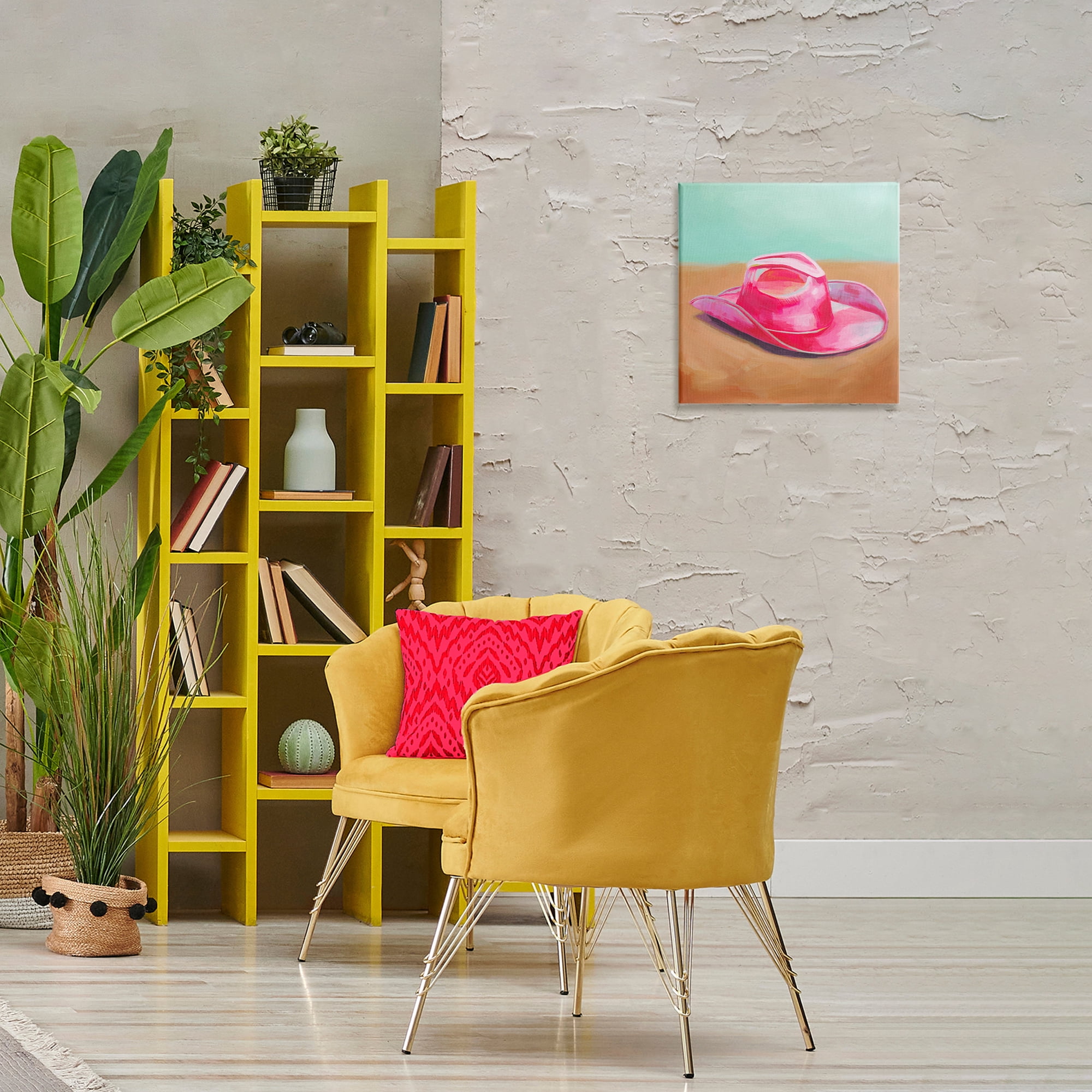 Stupell Industries Pink Cowgirl Hat Entertainment Painting Wrapped Canvas Art Print Wall Art, 17 x 17