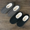 thumbnail image 2 of Cozylook 2-Pack Women's Low-Cut Slipper Socks, Grippy Soles, Sherpa Lined, Fuzzy House Shoes, Cozy Gifts for Her, Sizes 11-12 Cable Knit Black/Grey, 2 of 5