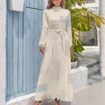 thumbnail image 4 of Beige Background Abstract Line Pattern Women's Long Dress Long Sleeves Dress Vintage Dresses Party Maxi Dress High Waist Dress, 4 of 4
