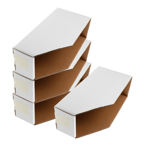 PBPBOX 4Pcs Sturdy Cardboard Storage Bins with Slanted Opening for Efficient Home and Warehouse Storage