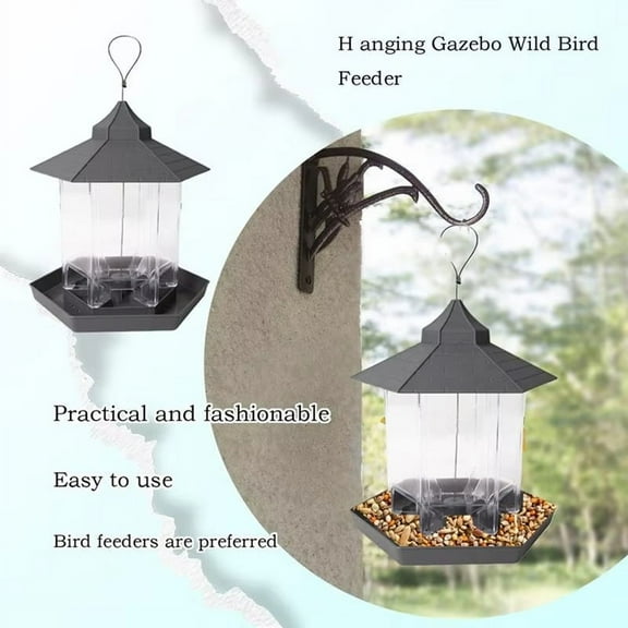 Wild Bird Feeders Gazebo Bird Feeder Feeding Bowl Large Capacity Suspending Station with 6 Feeding Ports for Garden B