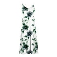 thumbnail image 4 of Aobny Modest Womens Vacation Dresses Sunday White Sundress V-Neck Floral Midi Sleeveless Womens Spring Dresses 2025, 4 of 5