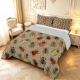 thumbnail image 2 of Erosebridal Dreamy Beetles Queen Comforter Set,Graceful Theme Comforter Sets Queen,Tan Red,Light Gray Reversible,3 Pieces,1 Comforter and 2 Pillowcases, 2 of 7