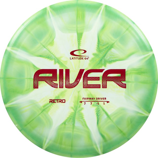 Latitud 64 Retro Burst River | Conductor de calle de golf de disco | Controlador de golf de disco fácil de lanzar para principiantes | Vuelo recto | Disco de disco volador de 170 g+ | Patrones de ráfa
