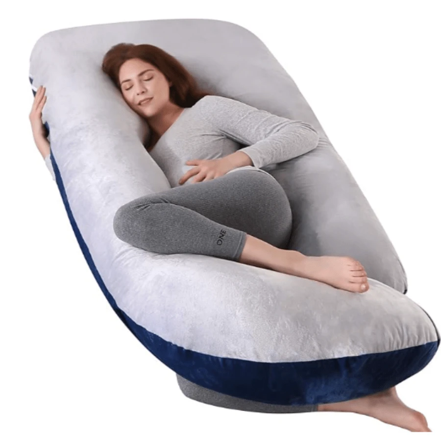 Best-selling U-shaped pregnant pillow - promotes side sleeping, supports the waist and abdomen. An essential item for pregnant women when sleeping.