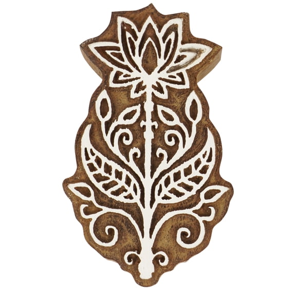 IBA Indianbeautifulart Textile Printing Block Floral Motif Hand Carved Wooden Stamp Wood Block Printing Textile Stamps For Fabric/ Pottery Blocks-3 Inch