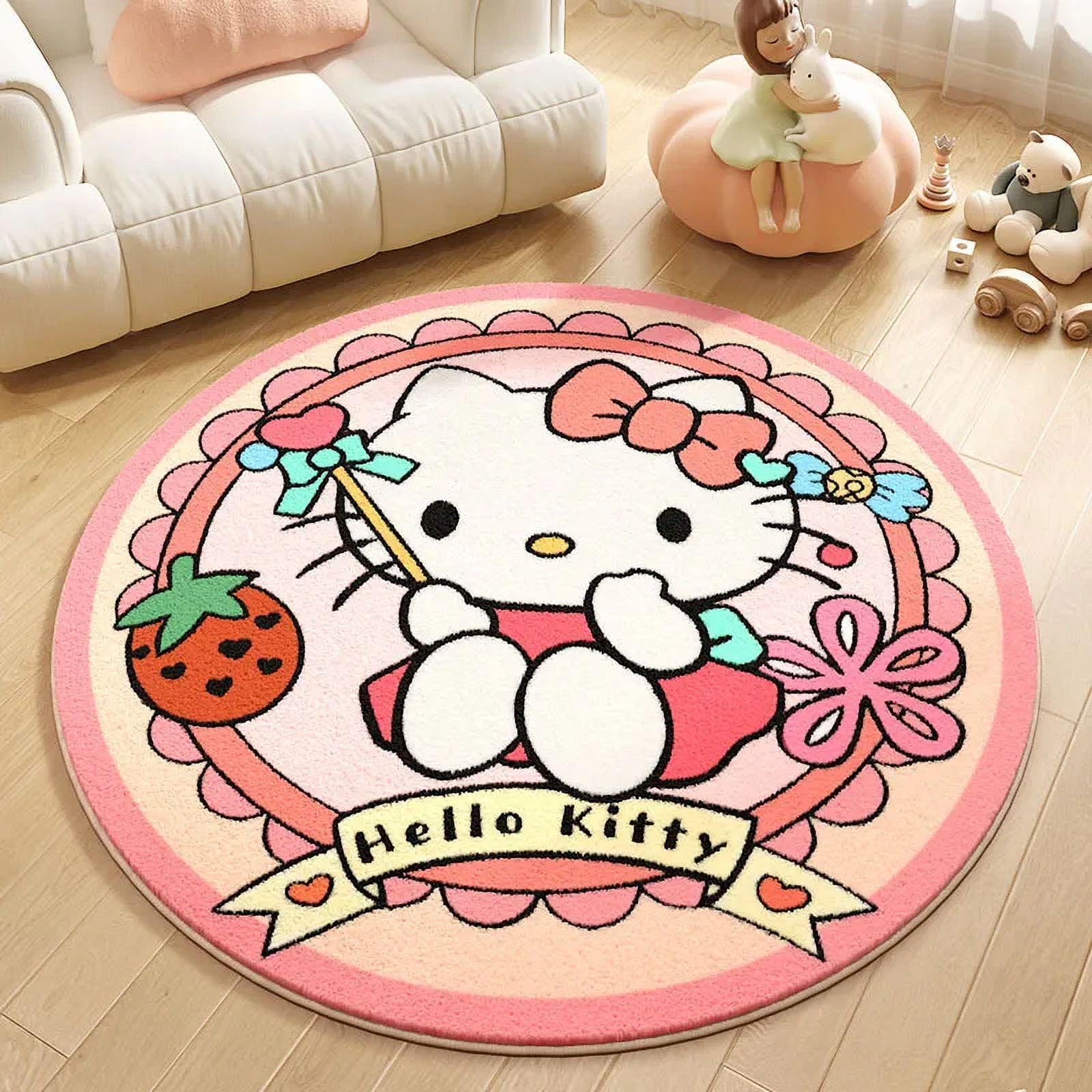 Sanrio Hello Kitty Plush Round Carpet Cartoon Melody Kuromi