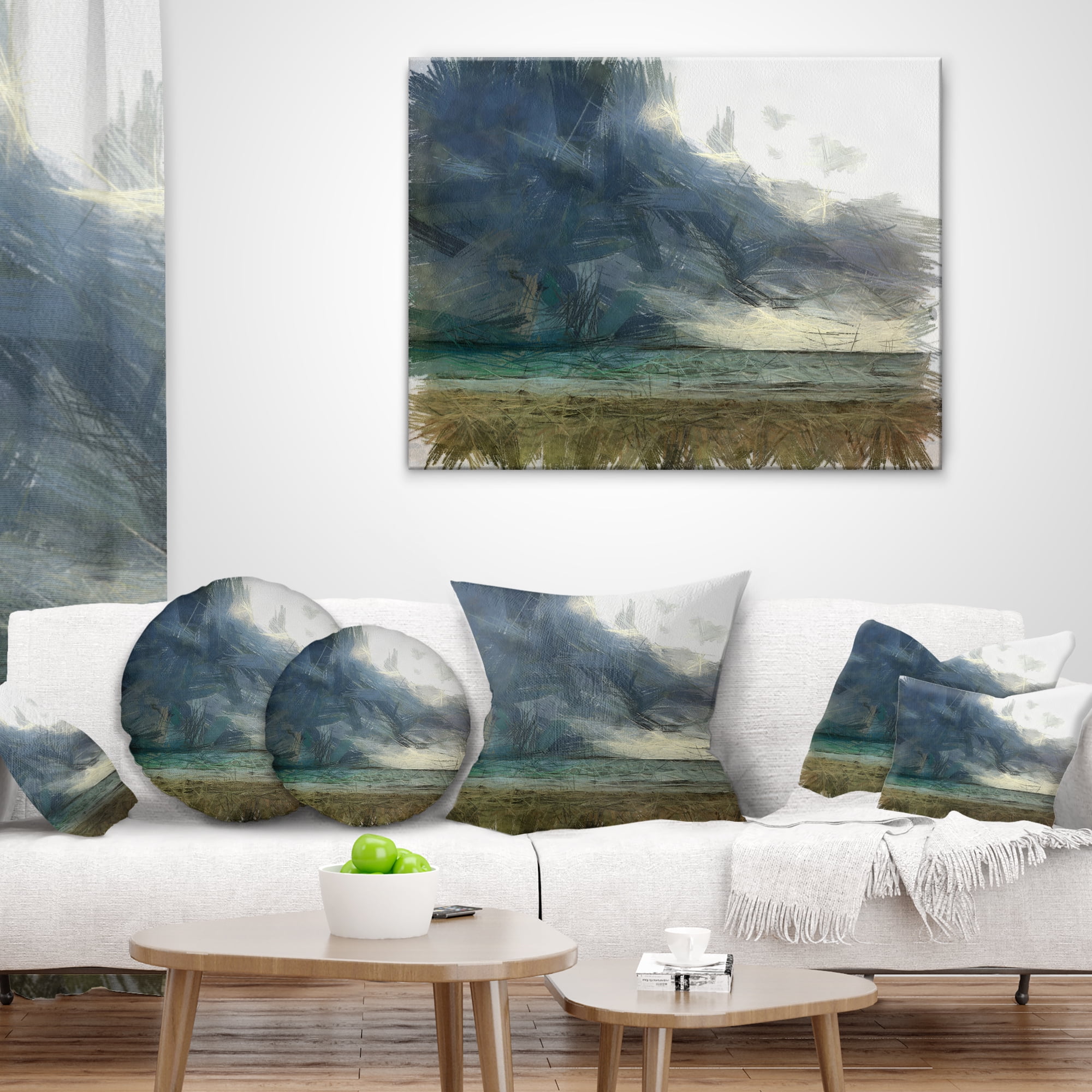 Designart Sea before Storm Watercolor - Landscape Printed Throw Pillow - 12x20