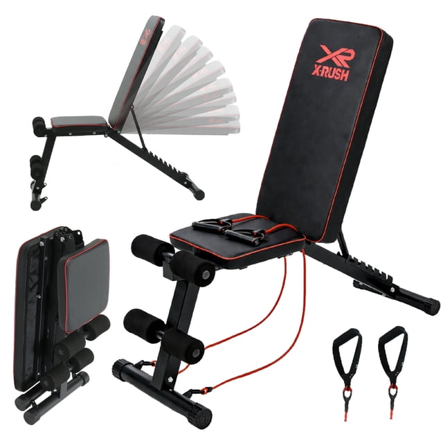 Banco para Pesas Plegable X-Rush Indra con Respaldo Ajustable 8 Posiciones y Soporte 250 kg
