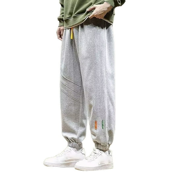 Ediodpoh Men's Solid Color Sweatpants Lace up Casual Pants Men's Sweatpants Lace up The Feet Men’s Pants Gray L