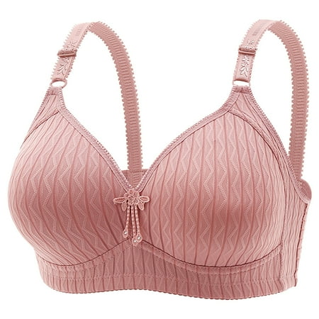 TrendVibe365 Bras for Women Full Coverage Plus Size Wirefree Push up Bralette Padded Adjustable Strap Longline Corset Full Coverage Crop Cami Top Comfortable Shapewear Pink 7XL