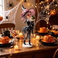 thumbnail image 6 of Halloween Kissing Witch Figurine, 7.9 In Cute Statue with Bow Hat and Mesh Skirt for Table Shelf Mantel Entryway Party and Spooky Home Decor, 6 of 8