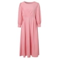 thumbnail image 4 of WILLBEST Robe Décontractée Plissée à Manches Bouffantes Couleur Unie pour Femmes, 4 of 5