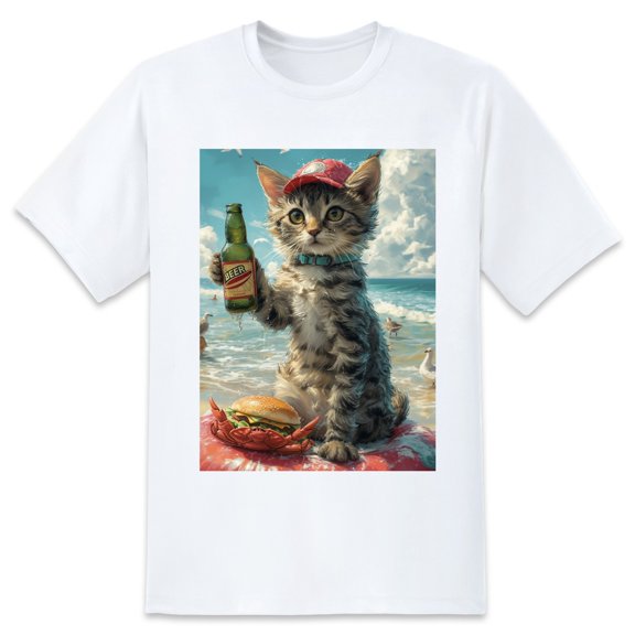 Basic Oversize Tees For WomenCat Loose Boyfriend Shirts Casual Blouse round neck