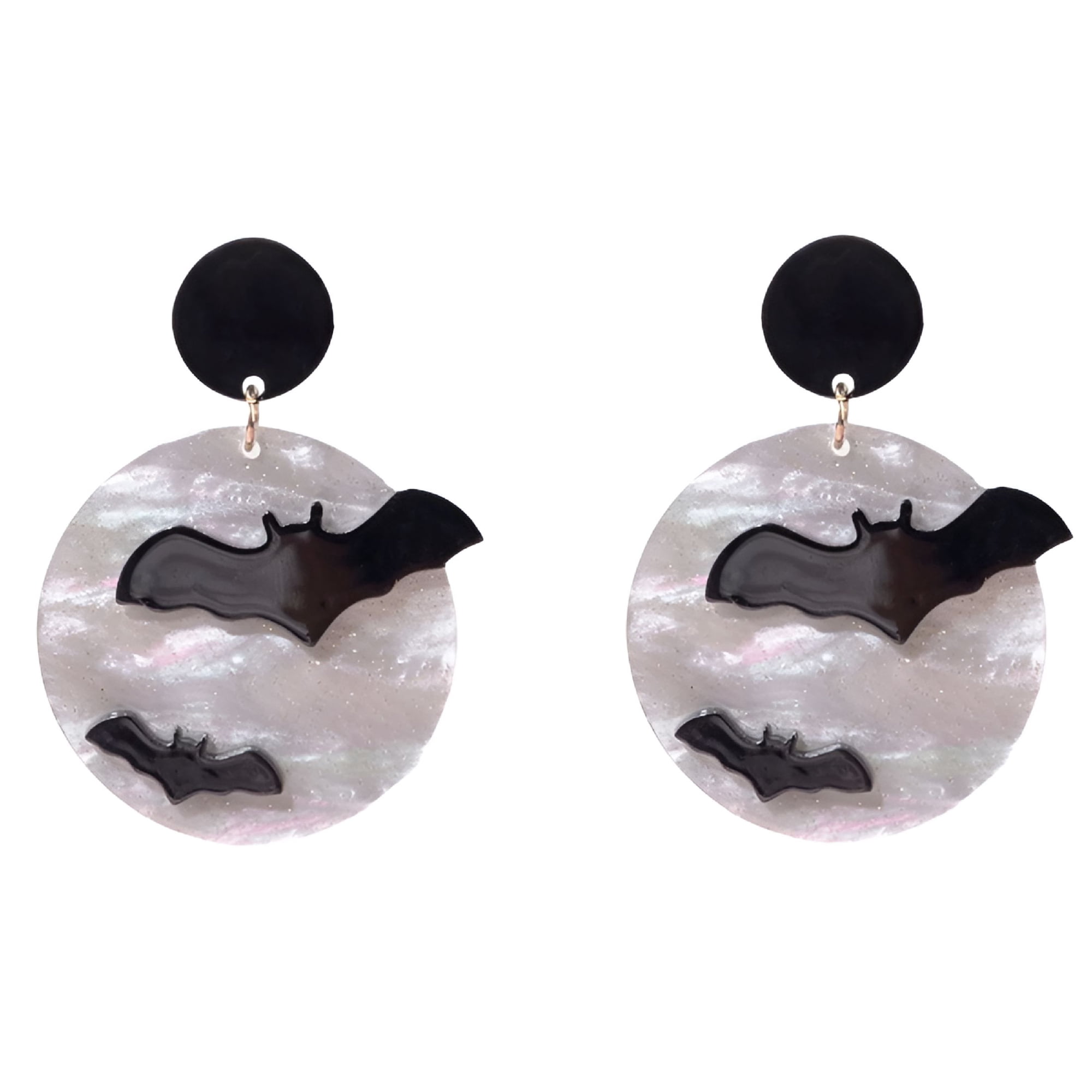 DESIGNICE 2026 New 2 Pcs Gothic Halloween Earrings for Women-Black Acrylic Bat/Pumpkin Drop Pendants (7Cm),Lightweight Witch Vampire Party Jewelry,Spooky Holiday Accessories(Multi-Color)