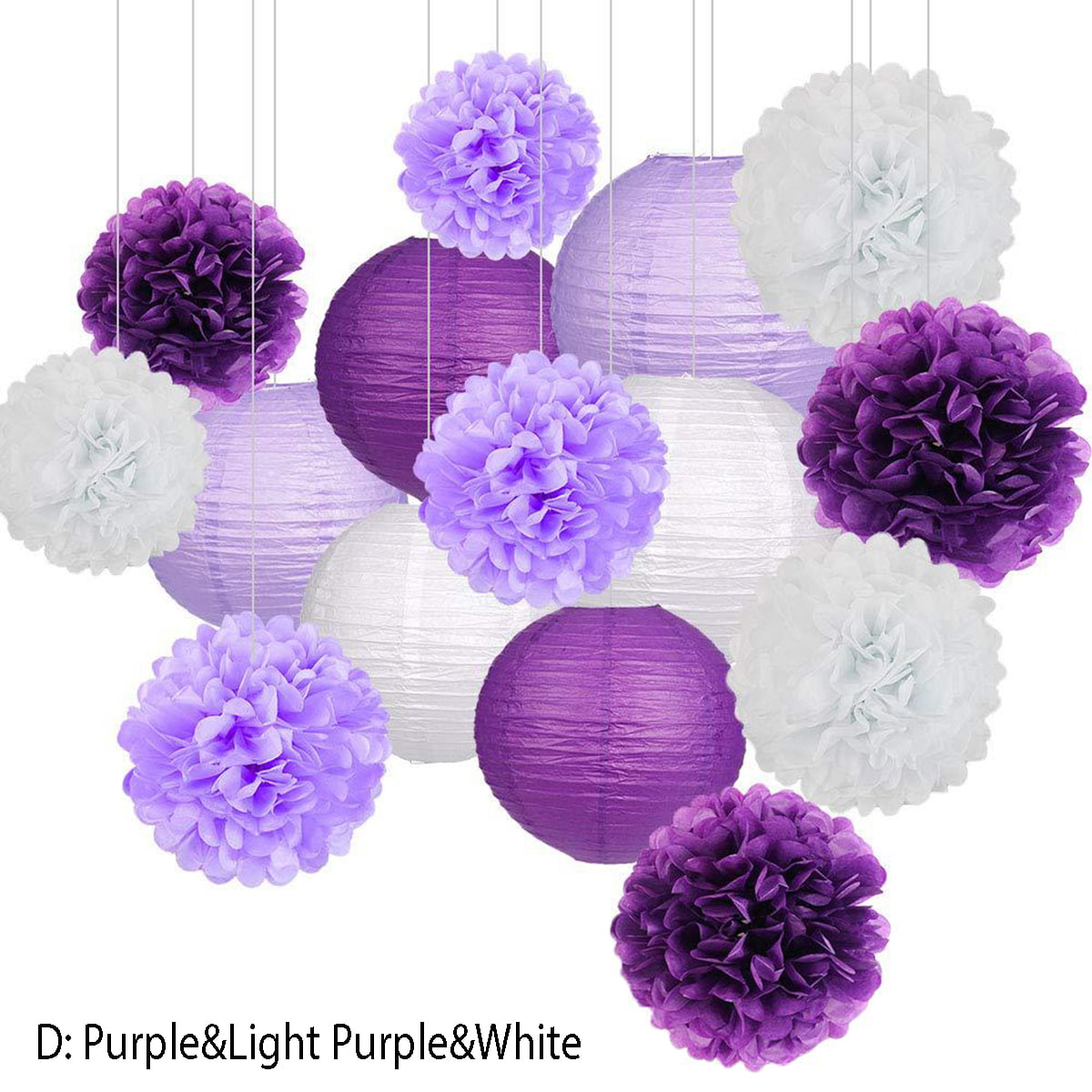 15Pcs Paper Lantern Honeycomb Balls Pom Wedding Party Home Hanging Decoration