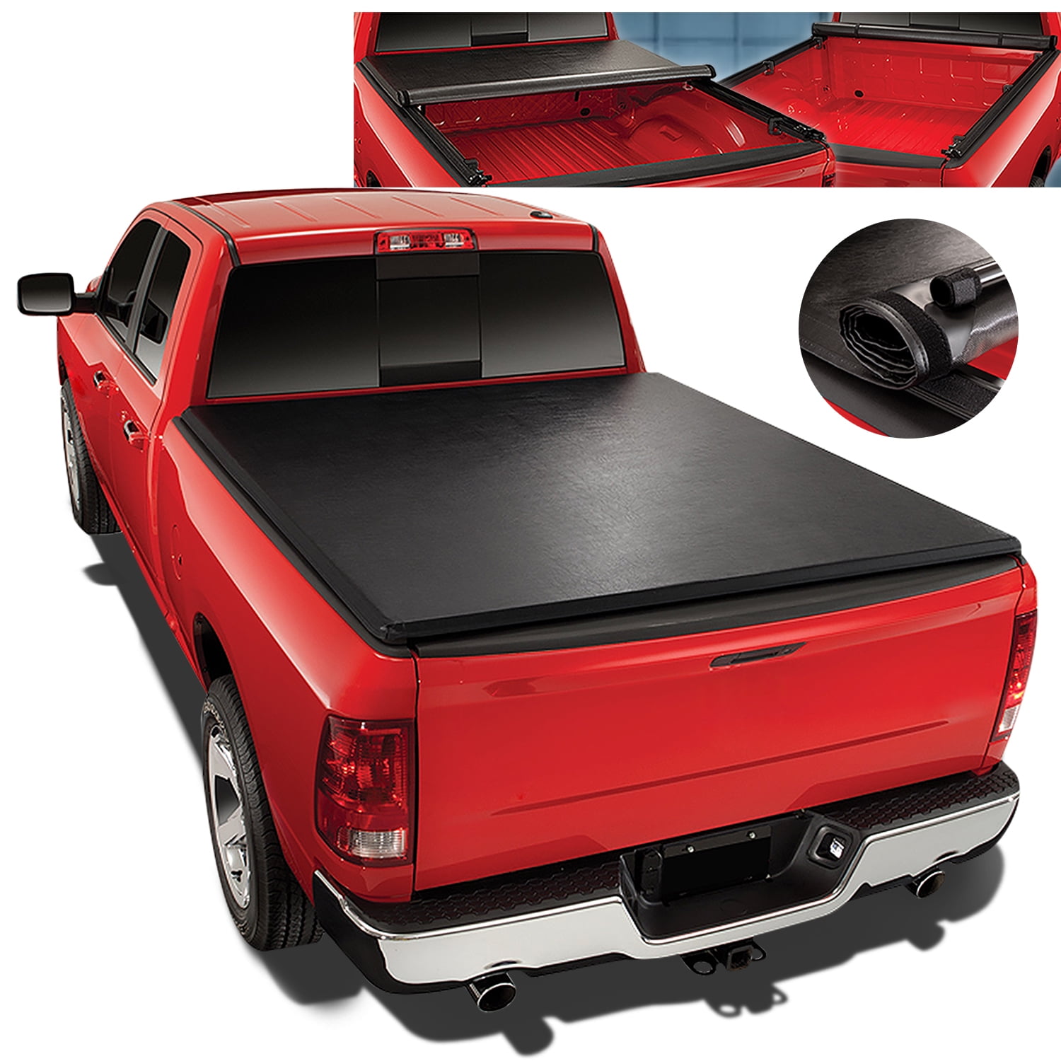DNA Motoring TTC-HARD-019 Truck Bed Top Hard Solid Tri-Fold Tonneau Cover For 09-18 1500 6.5Ft Fleetside Short Bed