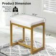 thumbnail image 2 of Faux Fur Vanity Stool Chair, Vanity Chair with Gold Metal Leg, Furry Soft Padded Makeup Footstools Seat Ottoman, Modern Chairs for Makeup, Bedroom, Square Small Stool Bench for Vanity White&Gold, 2 of 15