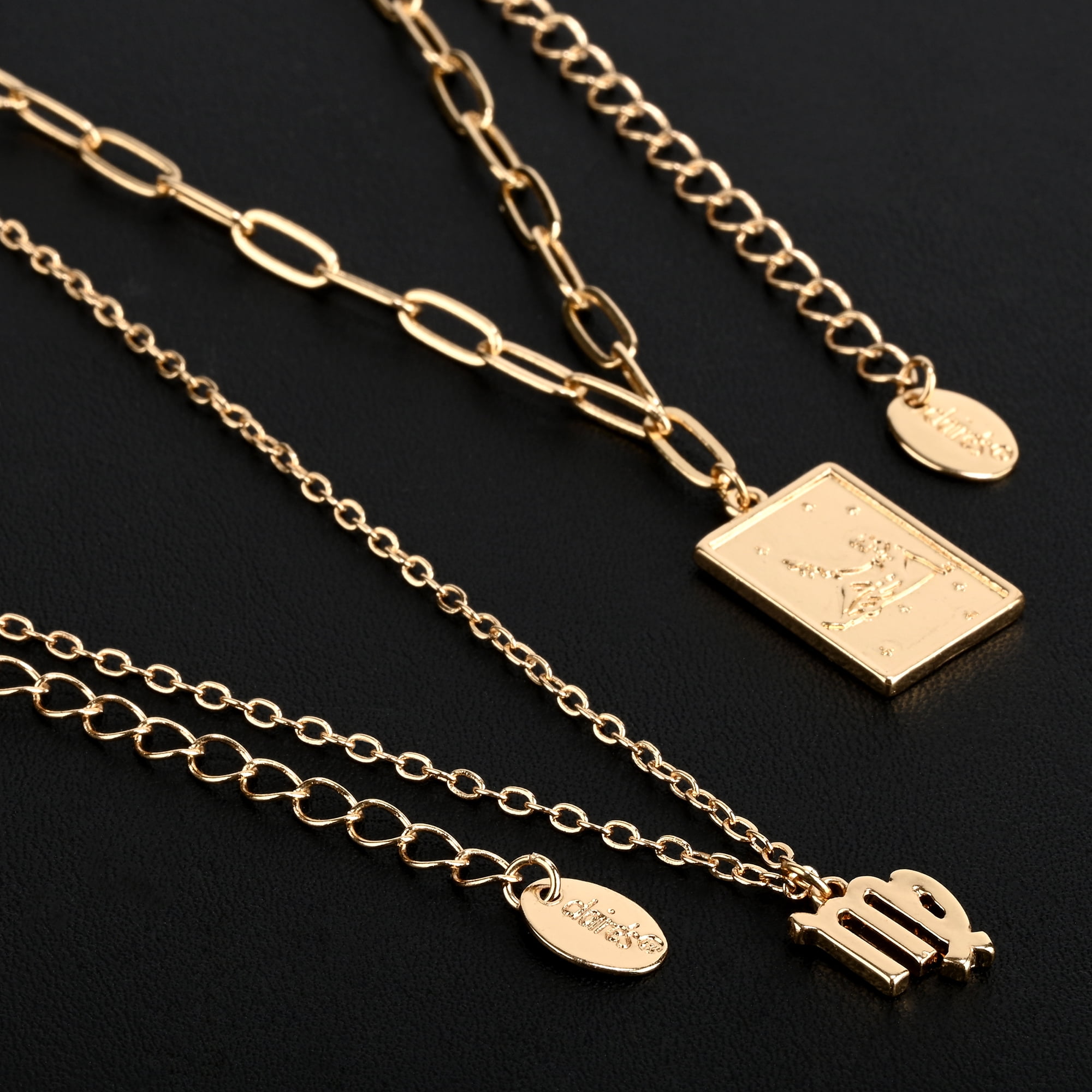 Claire's Teen Girls Gold Zodiac Virgo Necklace Set, Lobster Closure, 2-Pack