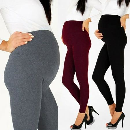 Women's Maternity Winter Warm Elastic Thermal Leggings Solid Thickened ...