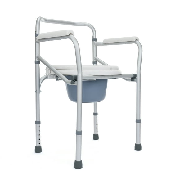 Silla Para WC De Acero Cromado Con Ruedas Plegable