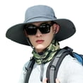 thumbnail image 3 of Men's Wide Brim Boonie Hat with Chin Strap - UPF 50+ Sun Protection, Quick-Dry & Breathable Outdoor Cap for Fishing, Hiking, Camping Dark Gray One Size, 3 of 4