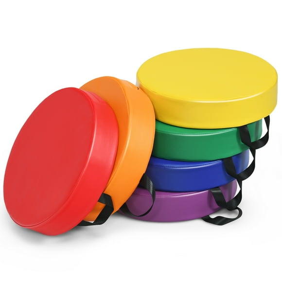 Gymax 6PCS Round Kids Floor Cushion Toddler Foam Seat Cushion Waterproof Colorful