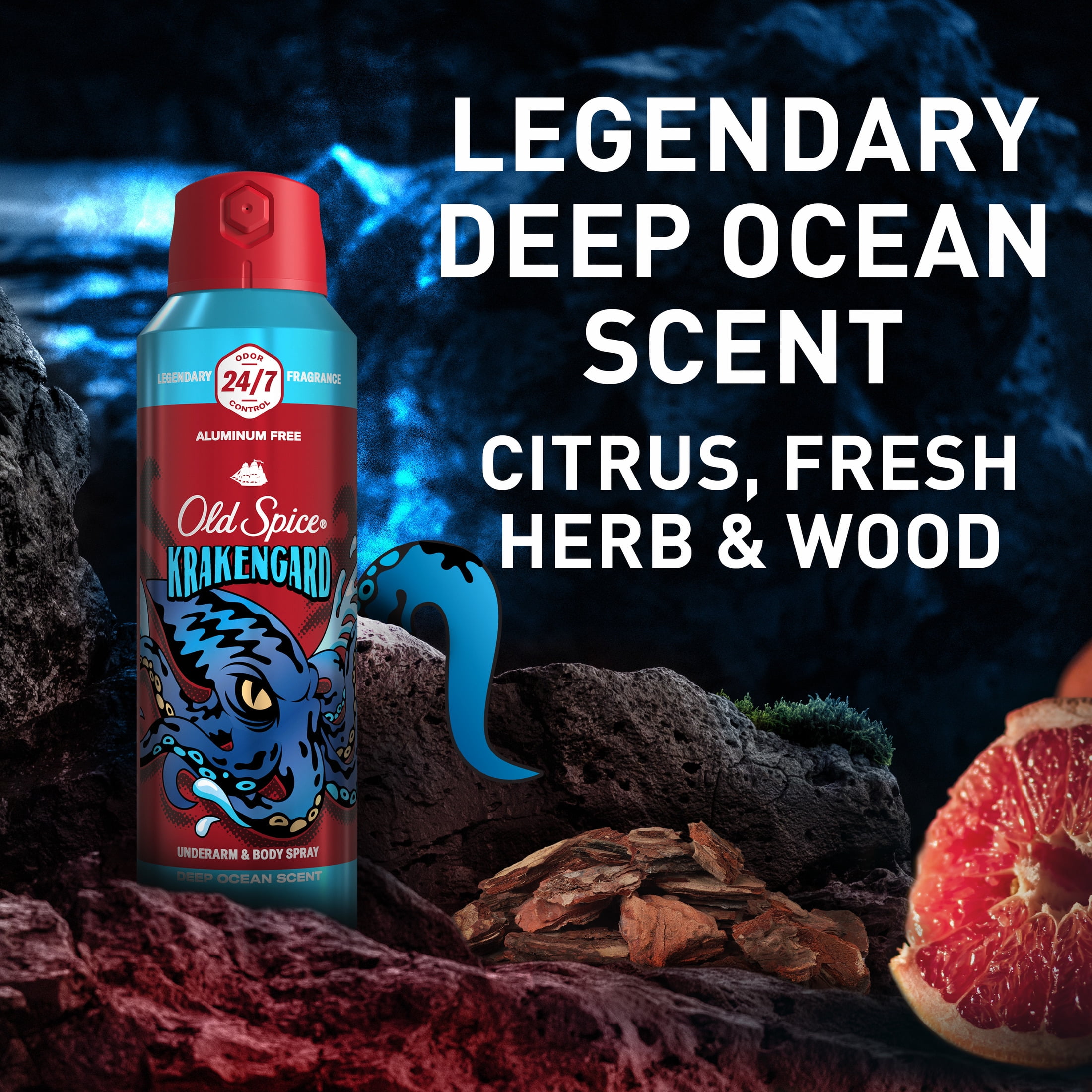 (6 pack) Old Spice Aluminum Free Body Spray for Men, Krakengard, 2/5.1 oz