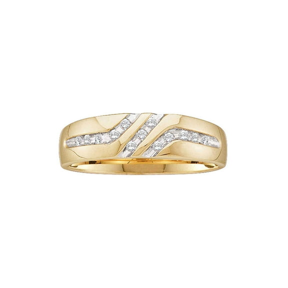 FB Jewels 10kt Yellow Gold Mens Round Channel-set Diamond Triple Row Wedding Band Ring 1/8 Cttw