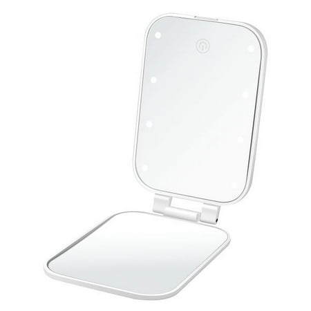 Conair LED-Lighted Compact Mirror, Touchscreen Mirror, Free Standing With LED Lighting BE13