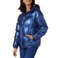 thumbnail image 4 of INSPIRE CHIC Women's Casual Shiny Pockets Hooded Winter Puffer Jackets Coats XL Royal Blue, 4 of 6