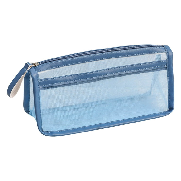 Clear Pencil Case Pencil Pouch Pen Case Organizer Large Capacity Portable  Makeup Bag,Blue