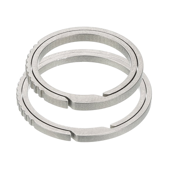 Titanium Keychain Rings 2 Pcs 1.14/0.9 Inch Split Side Pushing Key Rings Split Key Ring Circle Assorted for Home Car Office Keys Attachment Key Chain Silver
