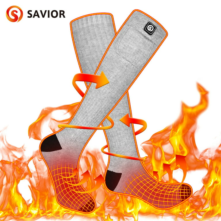 Savior 7.4V Gray Battery Operated Foot Warmer Heated Socks