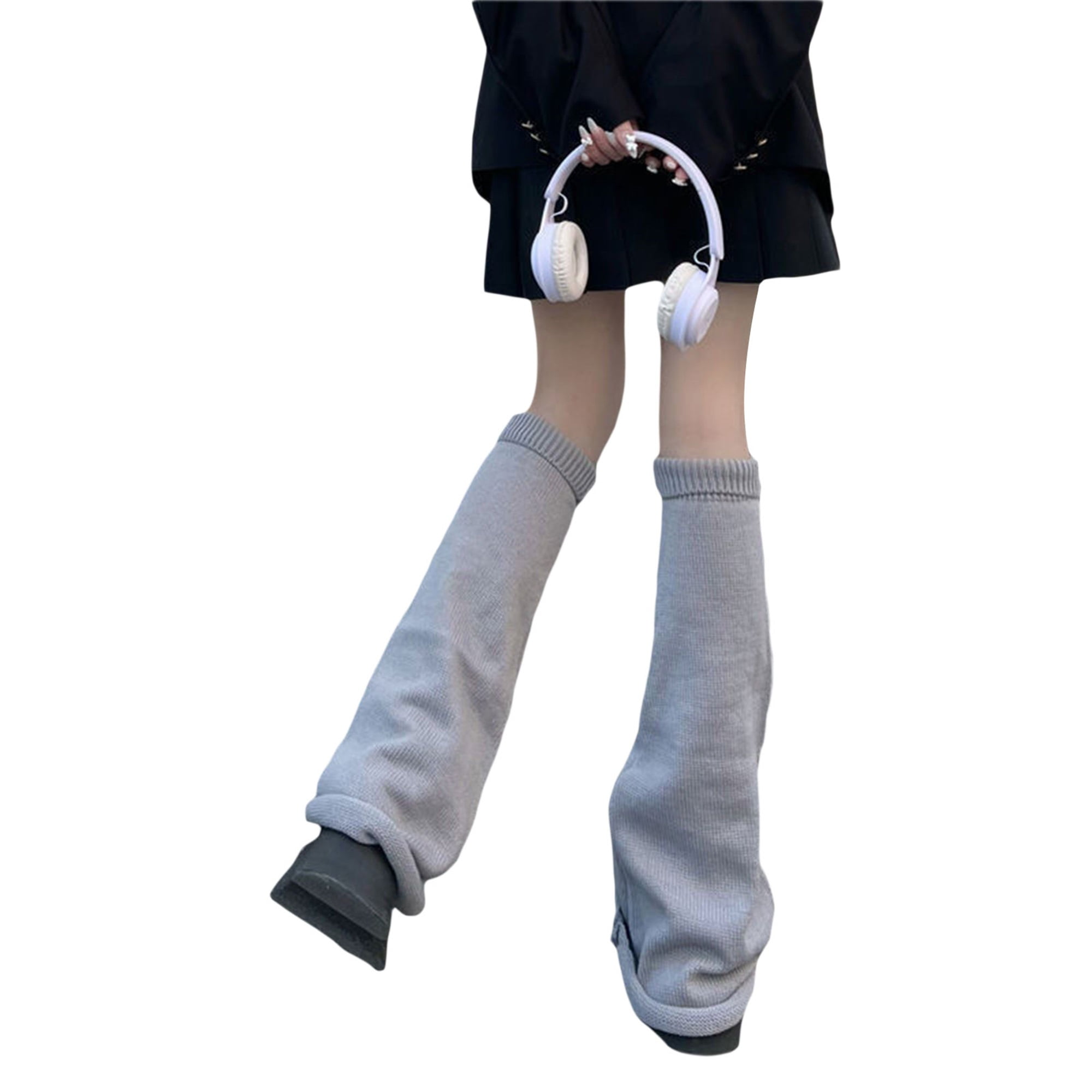 FOCUSNORM Women's Cable Knit Leg Warmers Knitted Long Socks Leg Warmer Goth  Crochet Boot Socks