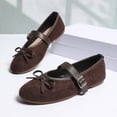 thumbnail image 6 of Women's 2026 Summer Loafers Solid Color Round Closed Toe Closed Back Buckle Accent Soft Sole Slip On Lightweight Cushioned Orthopedic Arch Support Wide Toe Box Comfort Walking Daily Footwear Brown 41, 6 of 9