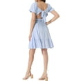 thumbnail image 3 of INSPIRE CHIC Smocked Dress for Women's Summer Casual  Bow Tie Back Ruffle A-Line Dresses XS Blue, 3 of 6