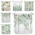 thumbnail image 2 of Watercolor Green Leaf Shower Curtain for Bathroom Vines Plant Nordic Minimalist Polyester Botanic Curtain for Home Hotel 180x240, 2 of 7