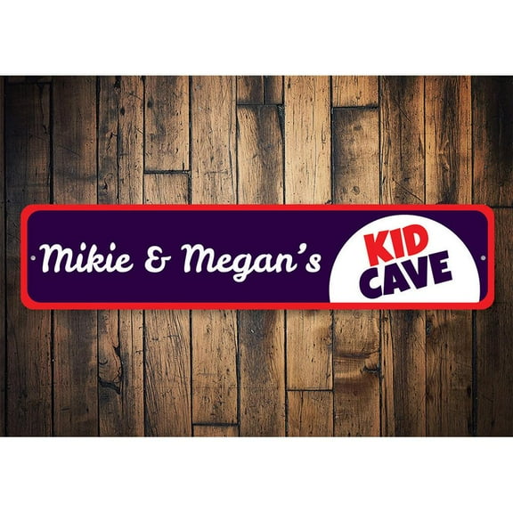 Kids Cave Novelty Sign, Metal Wall Decor - 4x18 inches