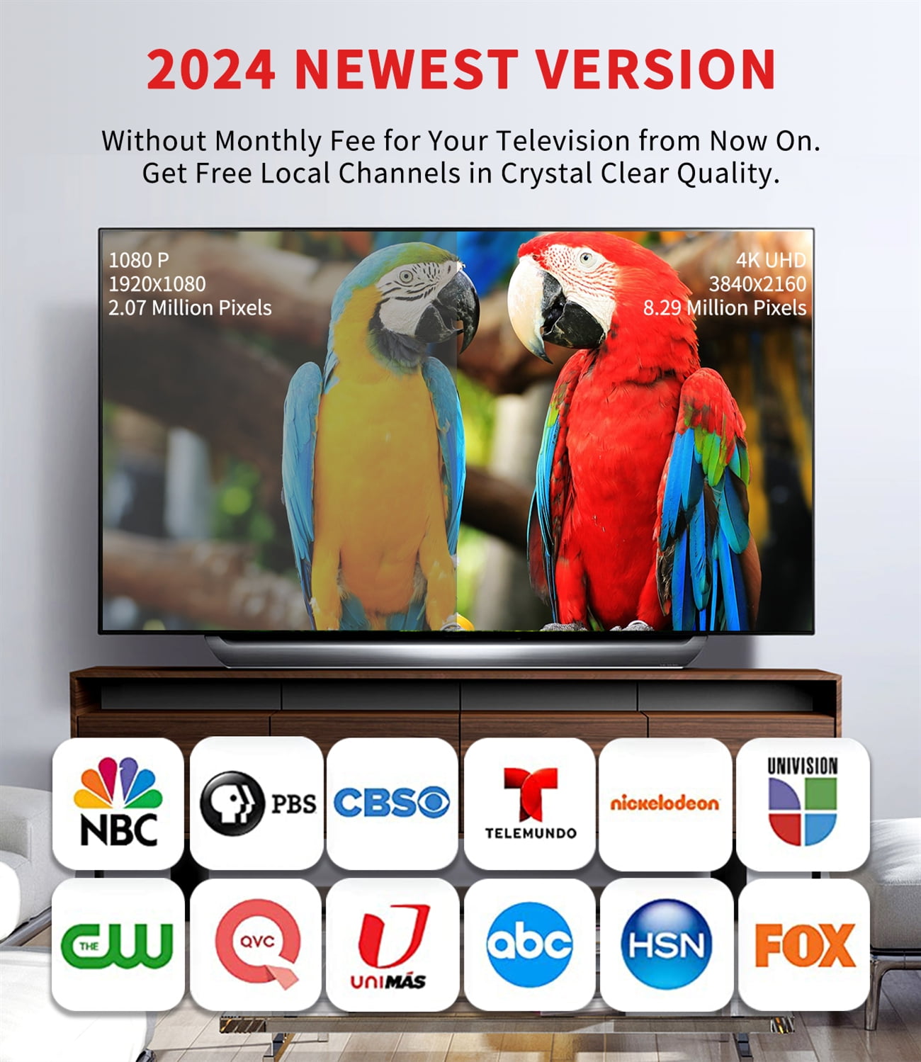 2024 Newest TV Antenna for Digital TV Indoor, 130+ Miles Range HDTV Antenna, Digital Indoor HDTV Antenna with Switch Amplifier Signal Booster for 4K HD Local Channels All TV's 18ft Coax Cable