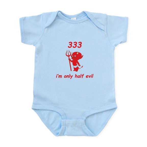CafePress - 333 I'm Only Half Evil Infant Bodysuit - Baby Light Bodysuit, Size Newborn - 24 Months