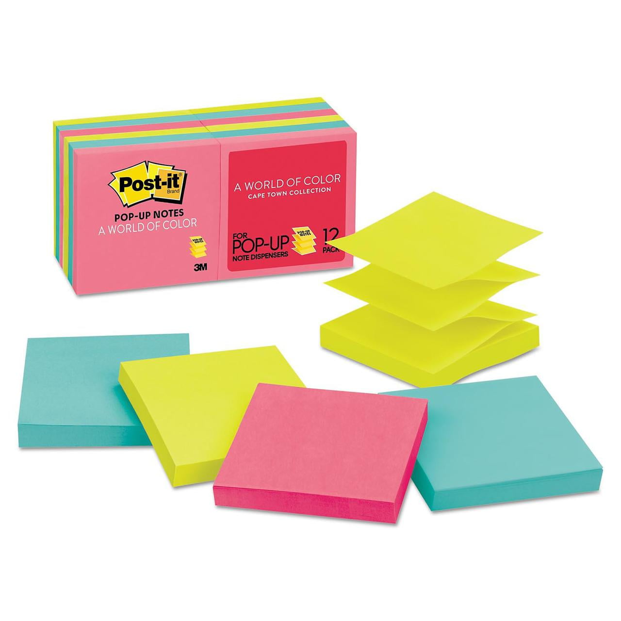 Postit Popup Notes Original Popup Refill, 3 x 3, Capetown, 100/Pad