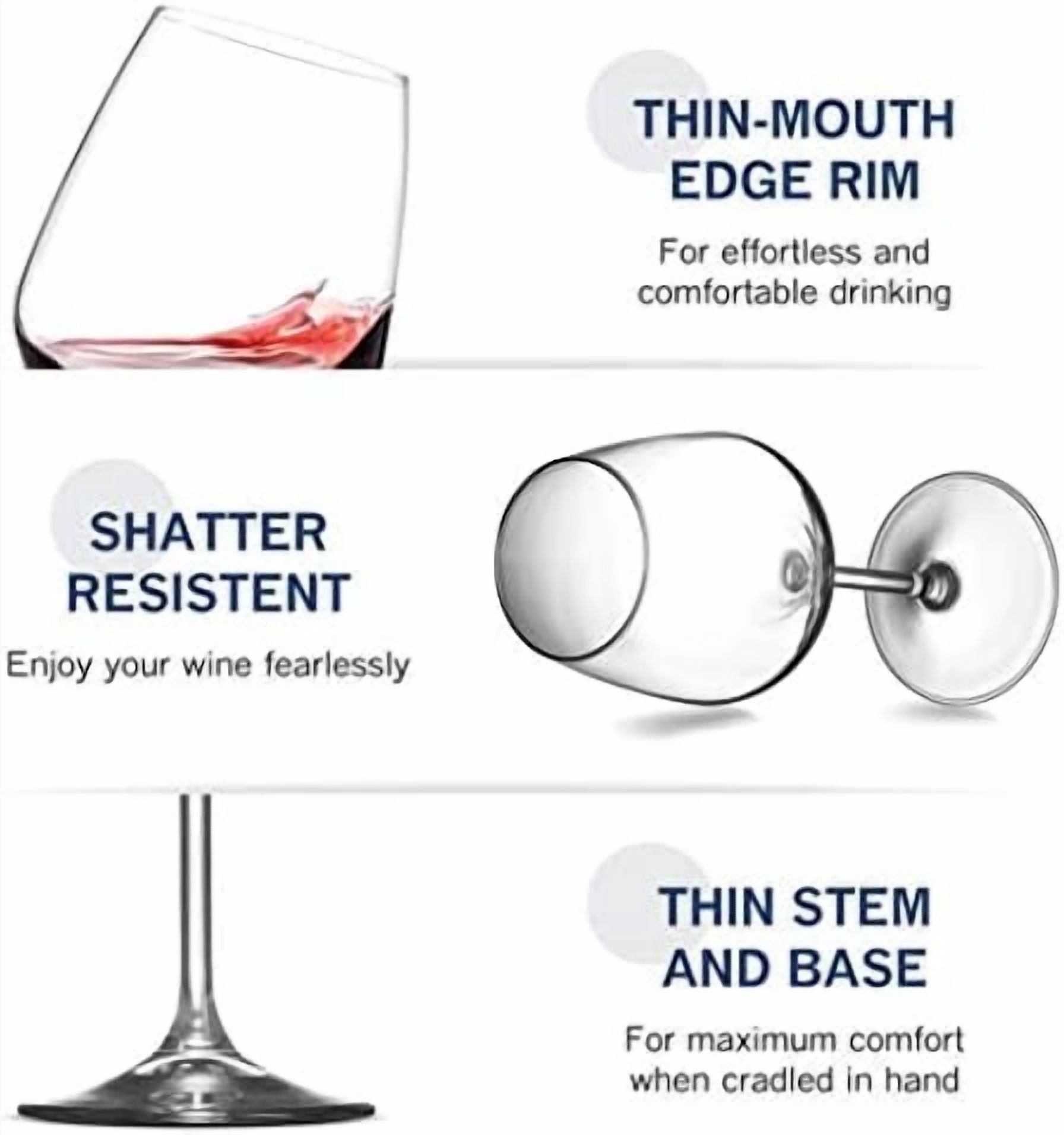 Italian Red Wine Glasses - 18 Ounce - Wine Glass Clear (Set of 4)