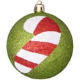 thumbnail image 2 of Christmas By Krebs 3 1/4" (80mm) Ornament [4 Pieces] Commercial Grade Indoor and Outdoor Shatterproof Plastic, Water Resistant Ball Shape Ornament Decorations (Green with Candy Canes), 2 of 7